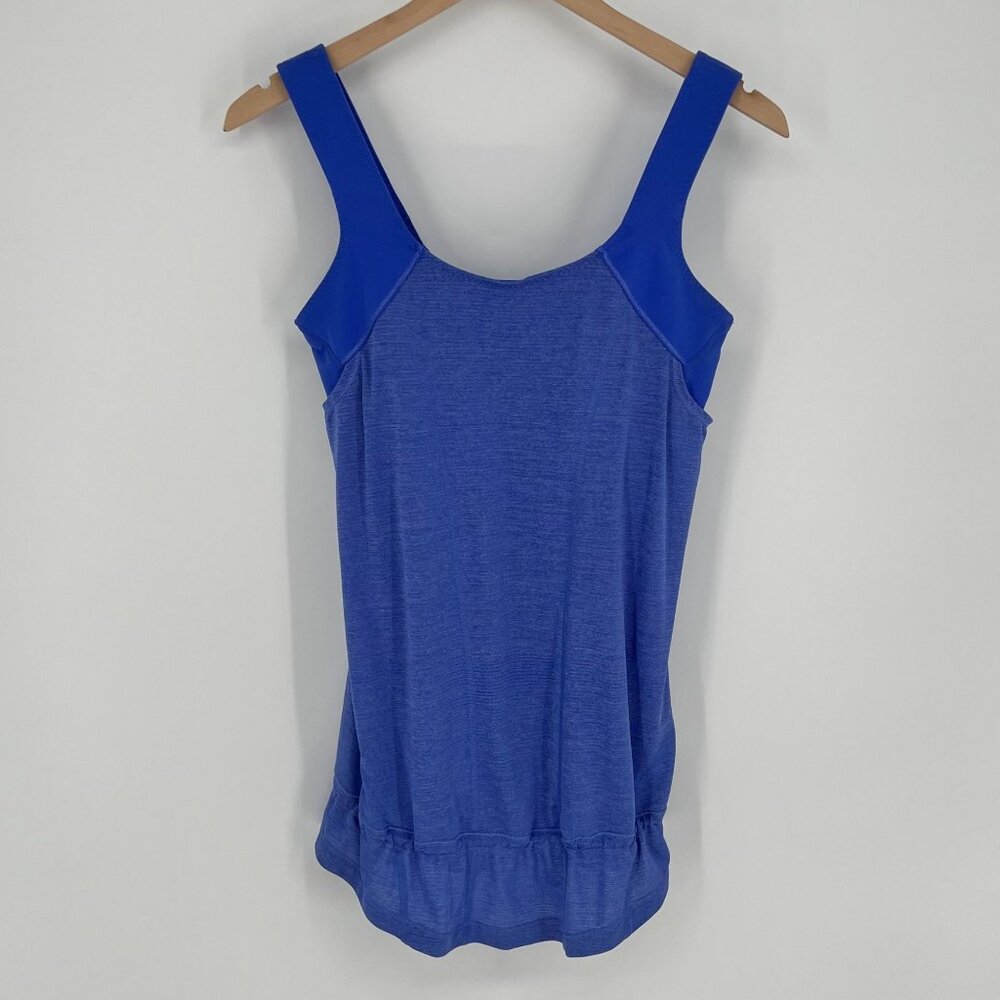 Lululemon Womens Athletic Tank Top Size 8 Blue‎ Cinch Drawstring Bra Activewear